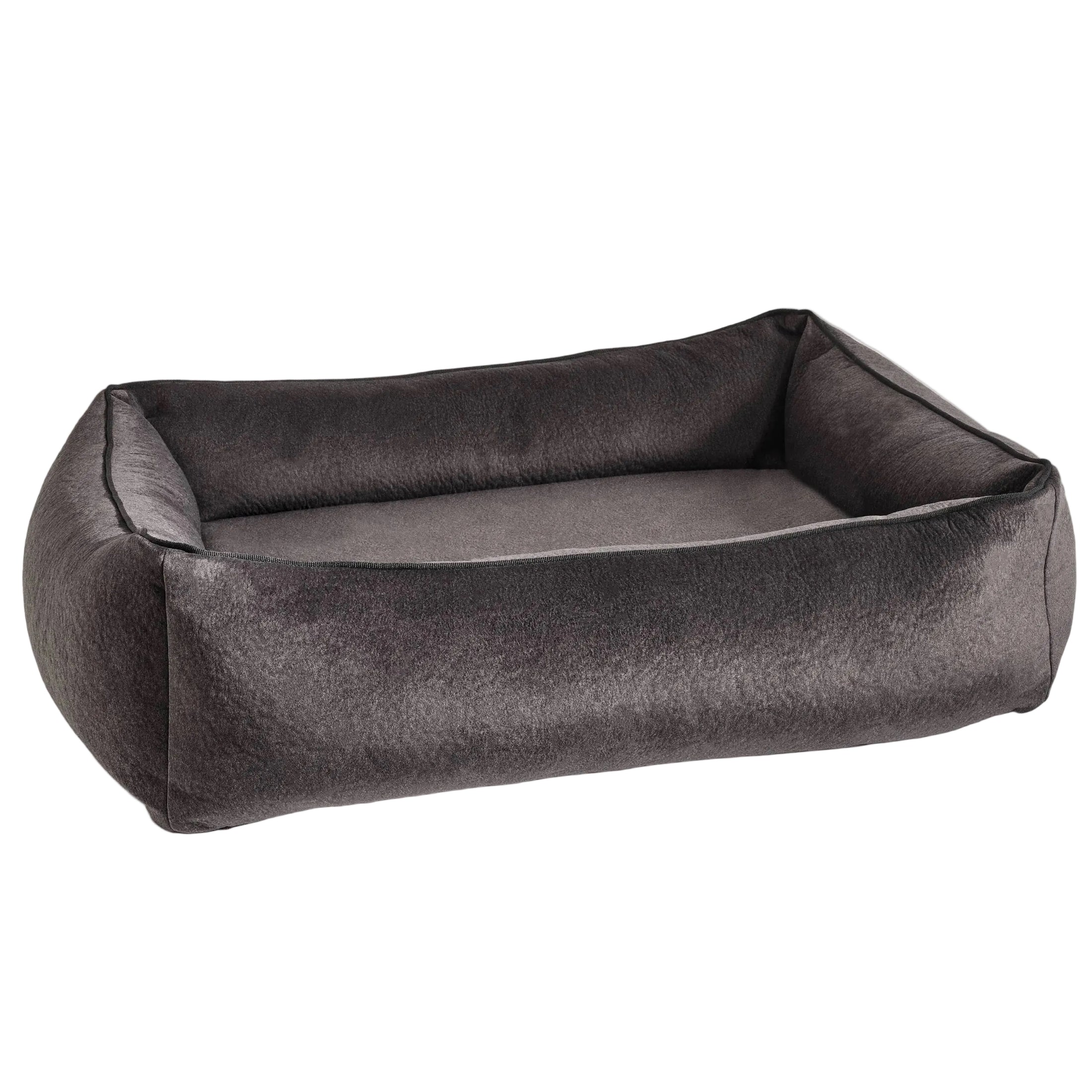 LABONI Buffalo orthopedic dog bed in black, front view