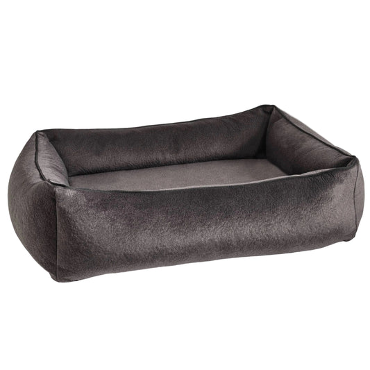 LABONI Buffalo orthopedic dog bed in black, front view