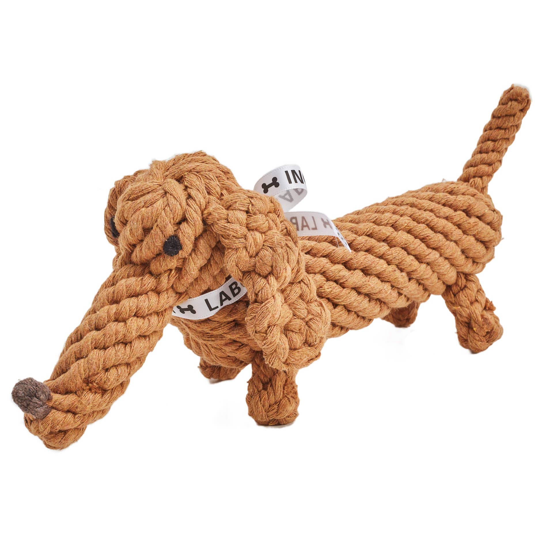 Diego Dackel cotton rope dog toy, dachshund-shaped dental chew